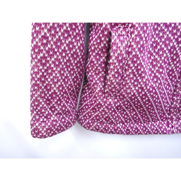 LL Bean Womens Size M Diamond Jacquard Anorak Full Zip Fleece Jacket 296574 - Picture 6 of 11